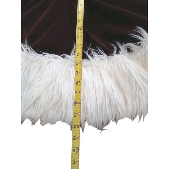 Christmas Caroler Mrs Santa Velvet Mini Dress M L Costume Burghandy Velvet White - Picture 15 of 16